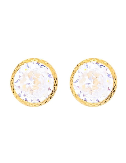 Broqueles redondos de oro con acabado pavé zirconia