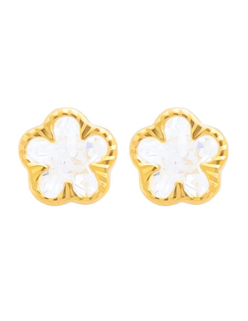 Broqueles de flor Oro Angelus de oro con acabado pavé zirconia