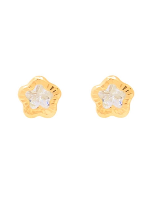 Broqueles de estrella de oro amarillo con acabado brillante zirconia