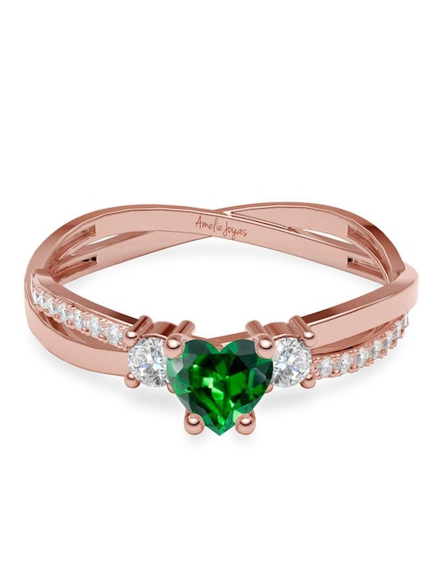 Anillo de corazón Amelie Joyas 14 k de oro zirconia brillante