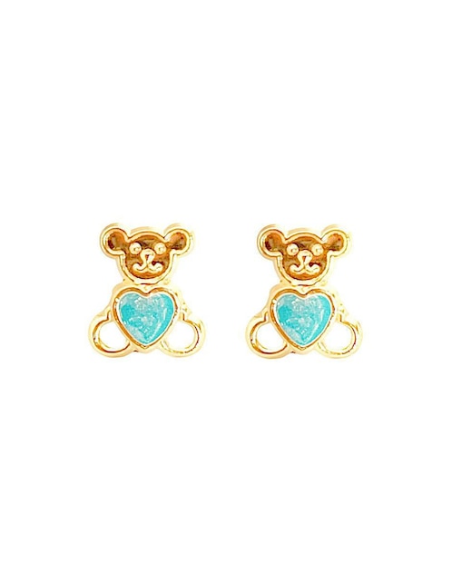 Broqueles de oso Mancini de oro con acabado brillante zirconia