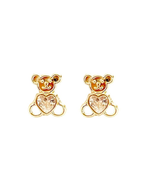 Broqueles de oso Mancini de oro con acabado brillante zirconia