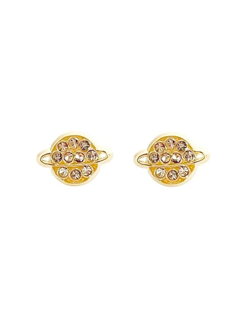 Broqueles de planeta Mancini de oro con acabado brillante zirconia
