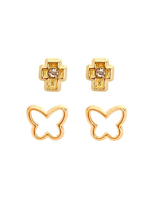 Set de aretes Mancini de oro con acabado brillante zirconia