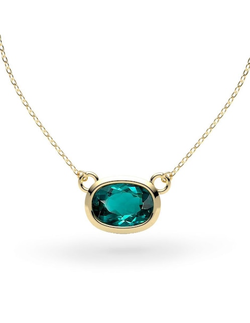 Collar con dije ovalado Amelie Joyas de oro 14 K