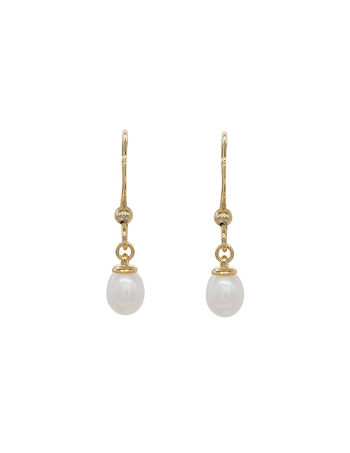 Aretes de gota con acabado brillante perla 1