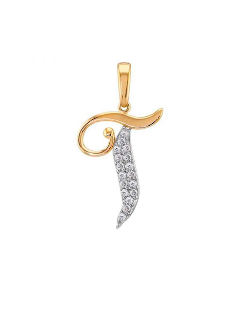 Dije de letra T Abba Joyas de oro 10 K zirconia