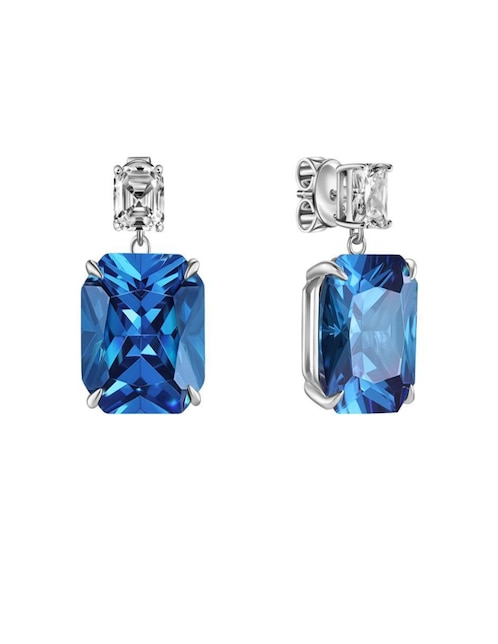Aretes cuadrados Gladkova Joyería de plata P 925 con acabado plateado zafiro
