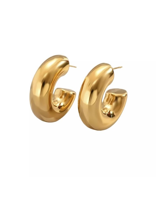 Aretes de aro redondos Mink con acabado brillante