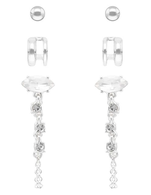 Set de aretes Nine West West Metal Ears con acabado brillante