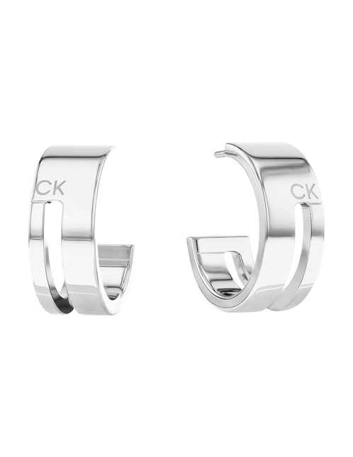 Aretes circulares Calvin Klein Geometric Essentials con acabado brillante