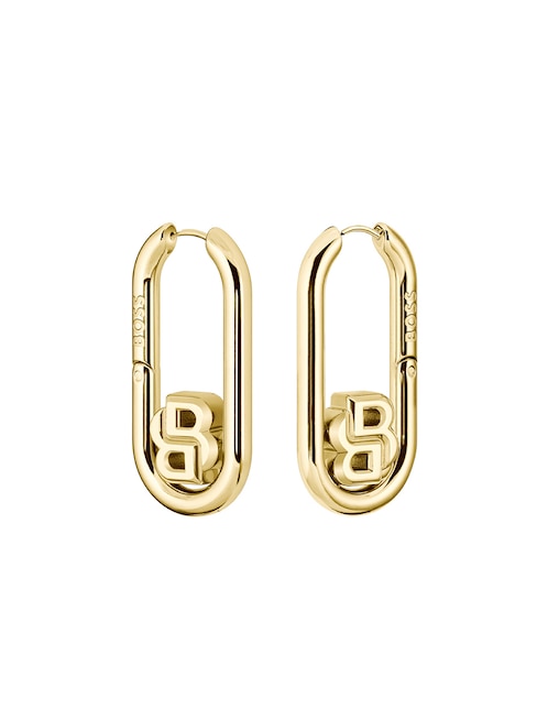 Aretes ovalados Hugo Boss Double B Swing con acabado brillante