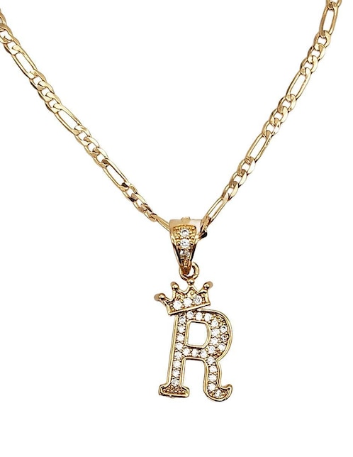 Collar con dije de letra r Moon Letras de oro laminado 10 K