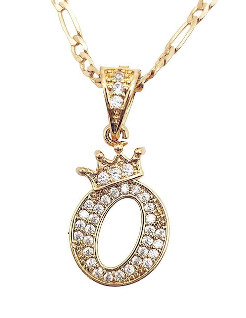 Collar con dije de letra o Moon Letras de oro laminado 10 K