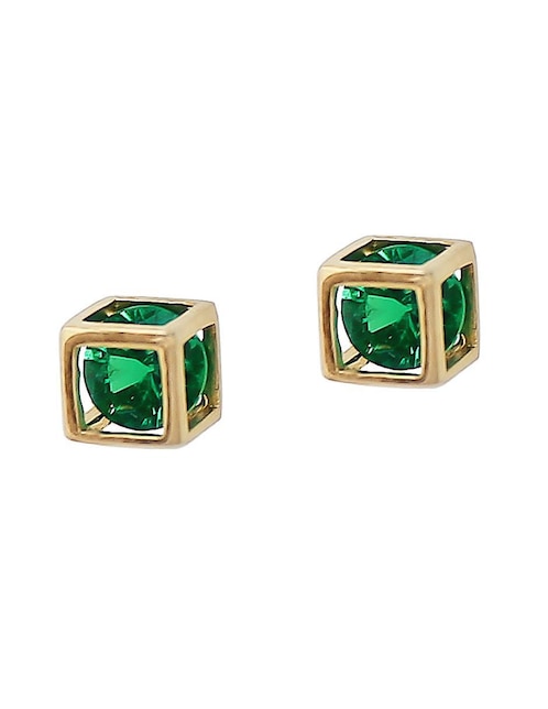 Aretes cuadrados Sofia Blum de plata P 925 con acabado chapa de oro circonita