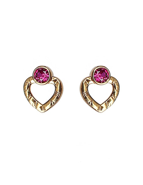 Aretes de corazón Sofia Blum de plata P 925 con acabado chapa de oro circonita