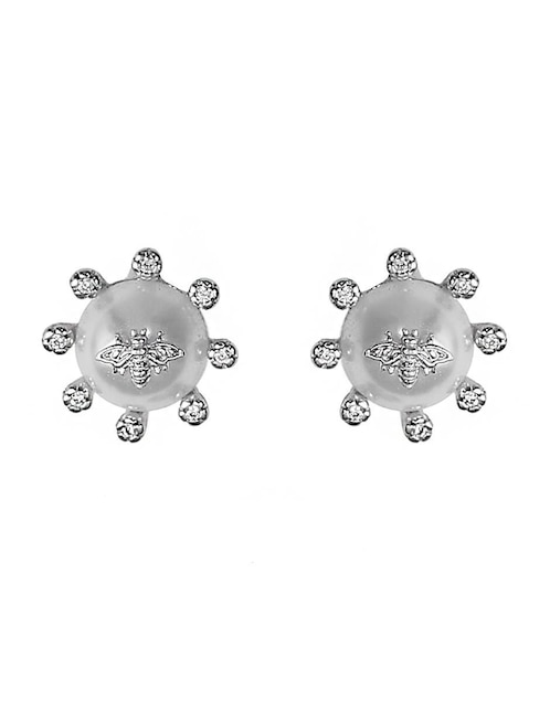 Aretes circulares Sofia Blum de plata P 925 con acabado baño rodio perla