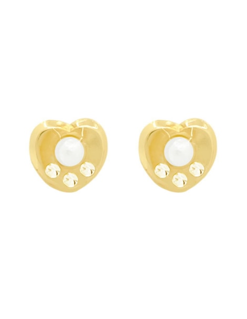 Broqueles de corazón Oro Angelus de oro con acabado pavé zirconia