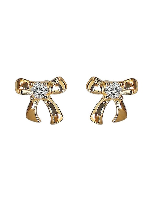 Aretes de moño Sofia Blum de plata P 925 con acabado chapa de oro circonita