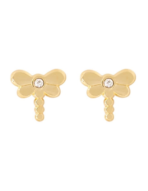 Broqueles de libélula Oro Angelus de oro con acabado brillante zirconia