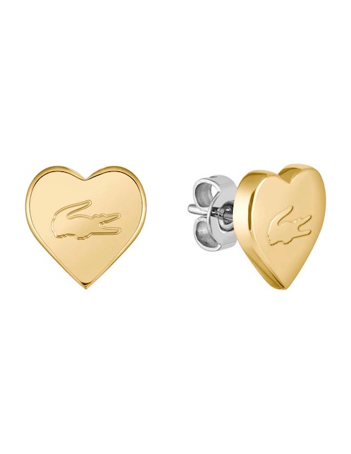 Aretes de corazón Lacoste con acabado brillante
