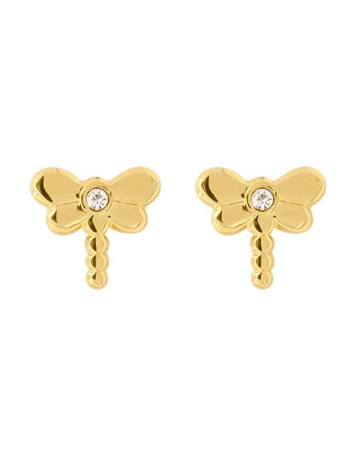 Broqueles de libélula Oro Angelus de oro con acabado brillante zirconia