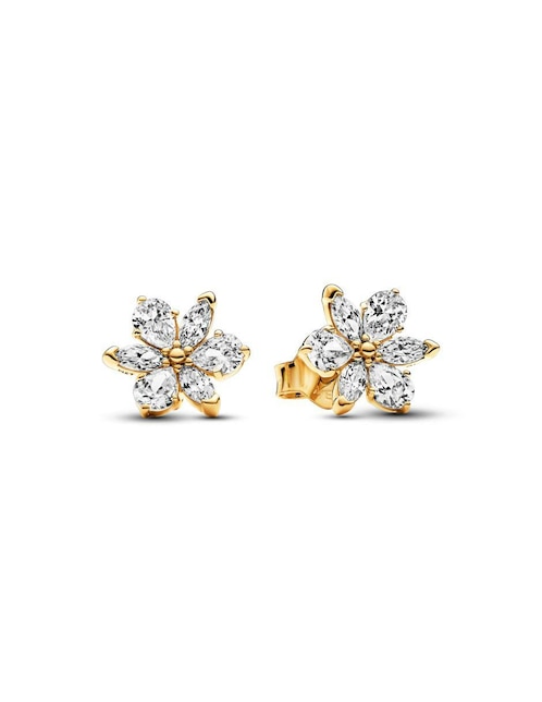 Broqueles de flor Pandora Timeless de plata P 925 con acabado brillante zirconia cúbica