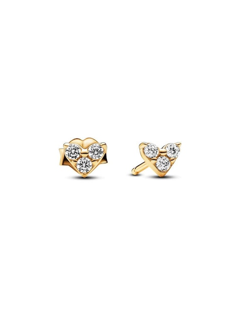 Aretes de corazón Pandora Timeless de plata P 925 con acabado baño de oro zirconia cúbica