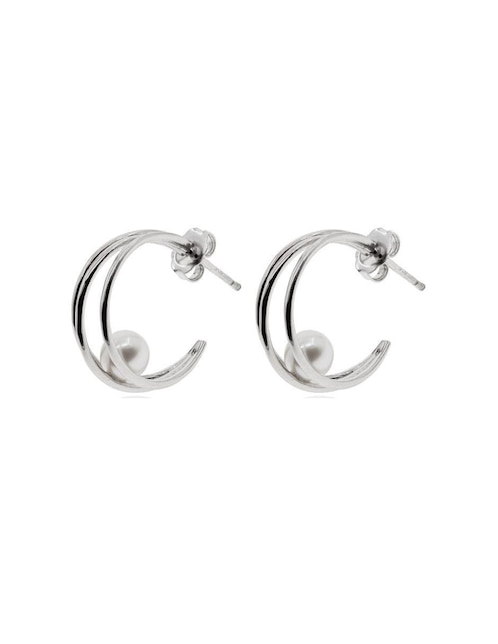 Arracadas Mayfer Joyería de plata P 925 con acabado baño rodio perla