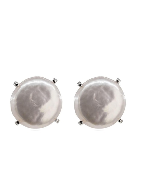 Broqueles circulares Mayfer Joyería de plata P 925 con acabado baño rodio perla