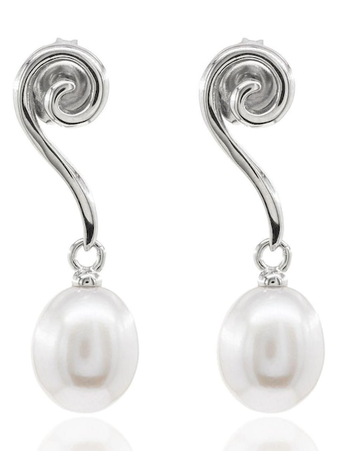 Aretes Mayfer Joyería de plata P 925 con acabado baño rodio perla