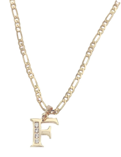Collar con dije de letra f Moon Letras de oro laminado 10 K