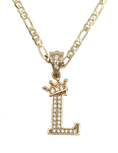 Collar con dije de letra l Moon Letras de oro laminado 10 K