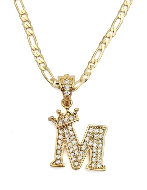 Collar con dije de letra m Moon Letras de oro laminado 10 K