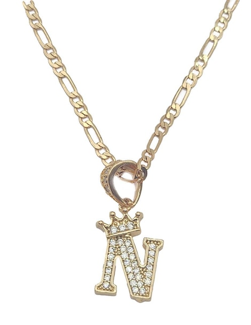 Collar con dije de letra n Moon Letras de oro laminado 10 K