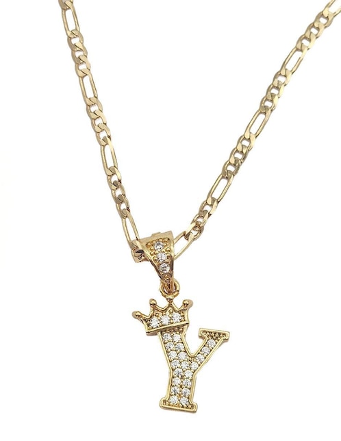 Collar con dije de letra y Moon Letras de oro laminado 10 K