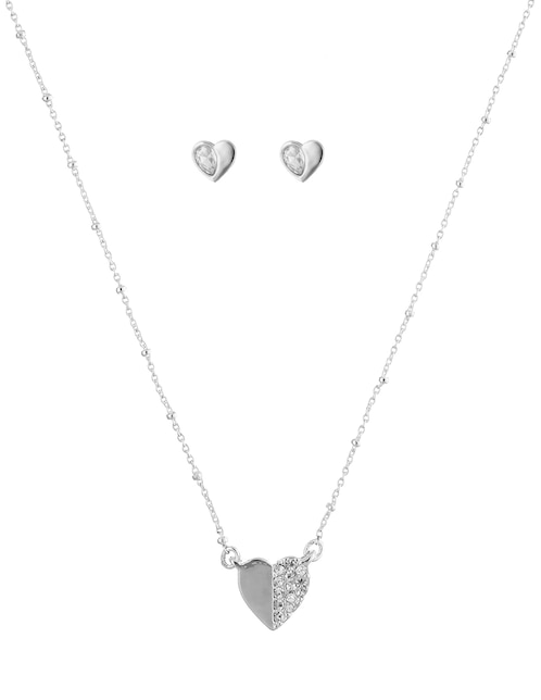 Aretes y collar de corazón nine west feb mkt 24 box 3 cristal