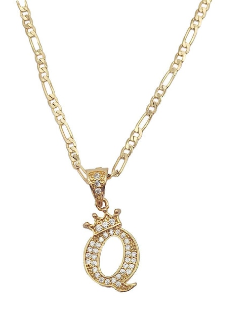 Collar con dije de letra q Moon Letras de oro laminado 10 K