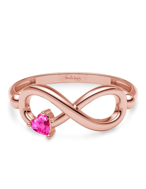 Anillo de infinito 14 k de oro zafiro rosa brillante 1