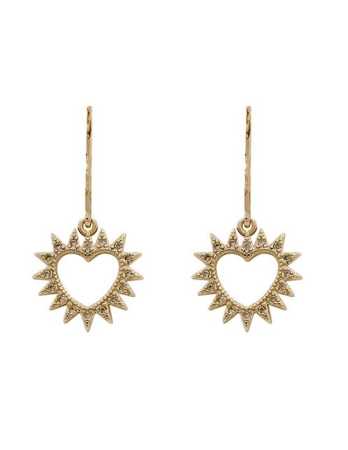 Aretes de corazón Oro Angelus con acabado pavé zirconia