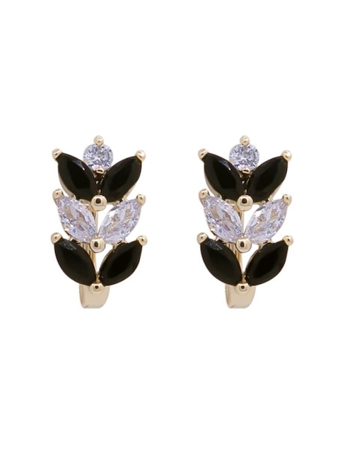 Aretes de hoja Oro Angelus con acabado pavé zirconia