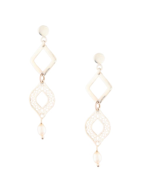 Aretes de rombo Filigrana de plata P 925 con acabado brillante perla 1