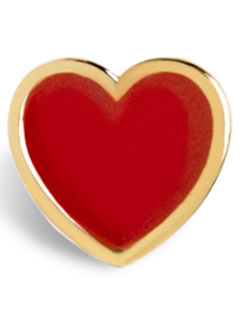 Broqueles de corazón Singularu Heart Red de plata P 925 con acabado baño de oro