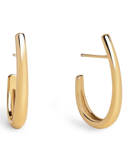 Aretes cortos media luna Aro Aby 18 k con acabado baño de oro 1