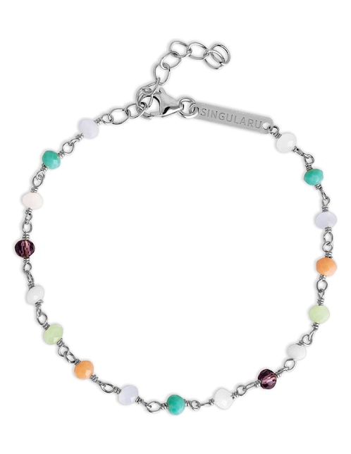 Pulsera Singularu de plata Crystals Colors con acabado baño rodio