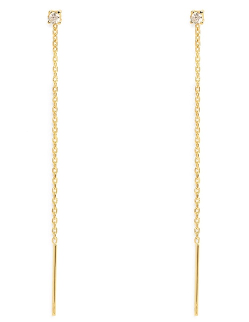 Aretes largos Singularu Falling Spark con acabado Baño de oro 18 K circonita