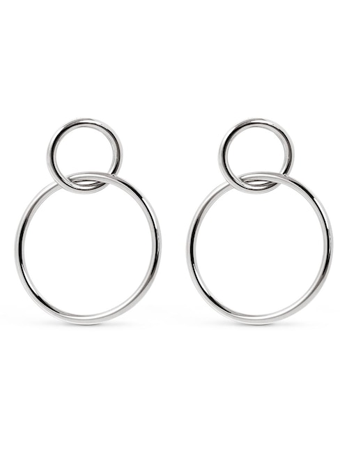 Aretes circulares Singularu Sister con acabado rodio