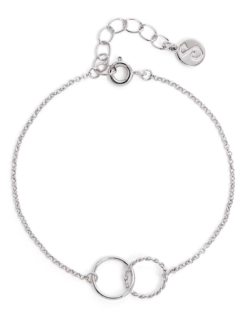 Pulsera Singularu Dos Aros con acabado baño rodio
