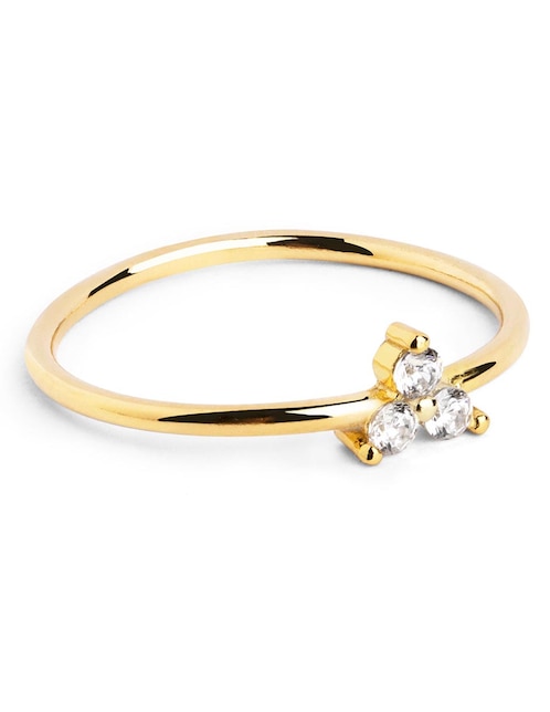 Anillo de trébol Singularu Continuidad P 925 de plata circonita