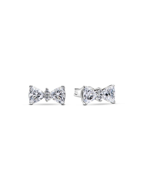Aretes de moño Pandora Timeless de plata P 925 con acabado brillante zirconia cúbica